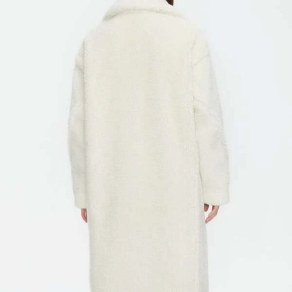 Cream Faux fur oversized button front pocket Teddy Coat - Picture 8 of 11